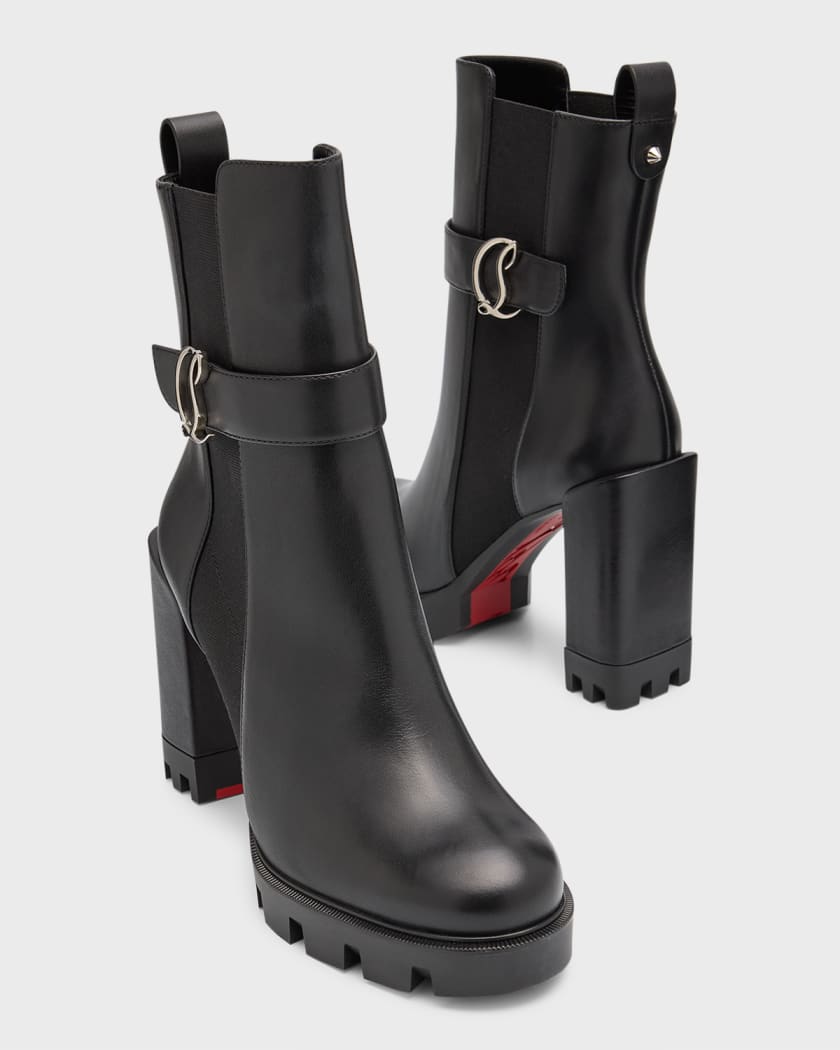 Christian Louboutin Out Line Spike Lug Leather Ankle Boots 70