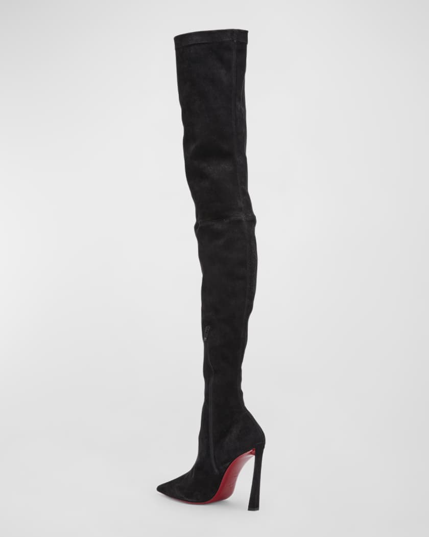 Louboutin Condora Botta Alta Sole Suede Knee-Length Boots | Neiman Marcus