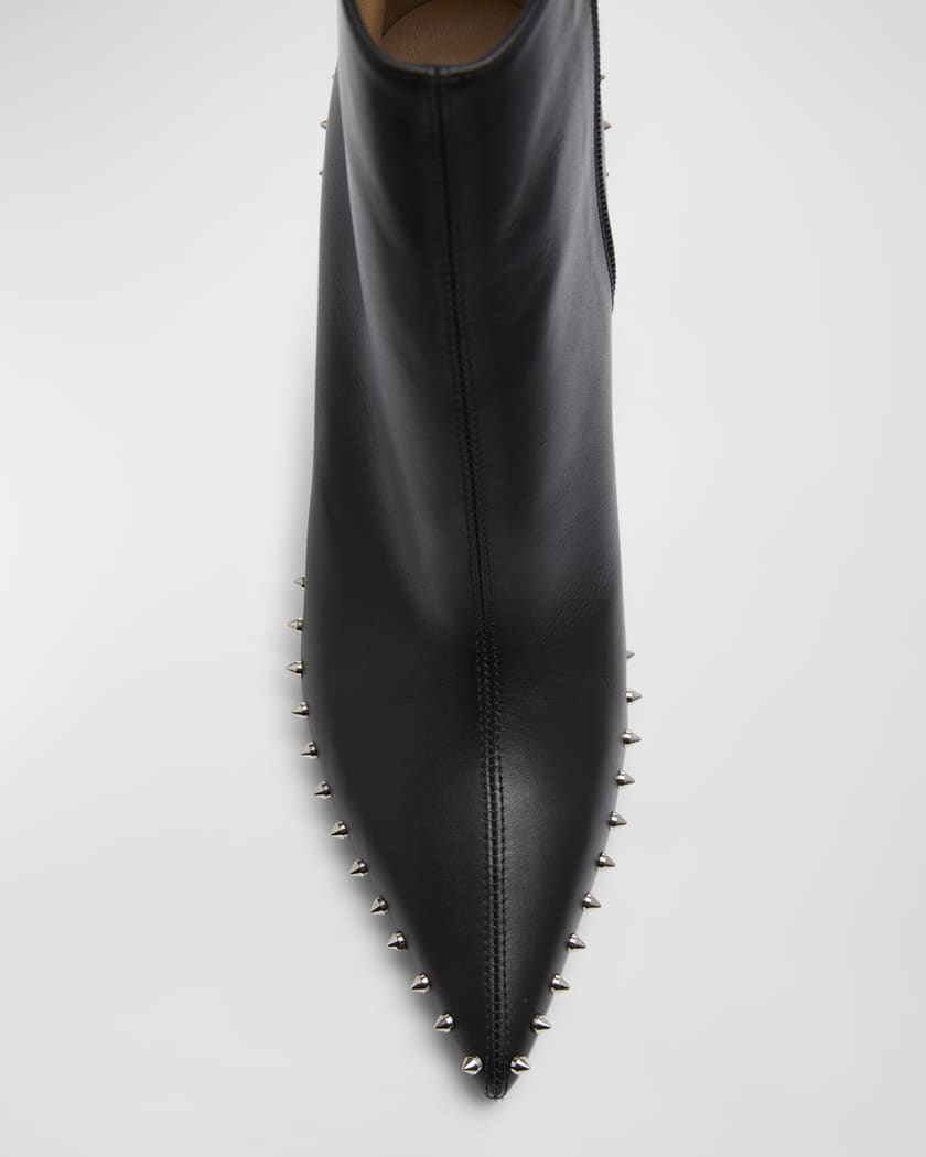 Christian Louboutin Black Boots Willetta Spiked Bootie Silver