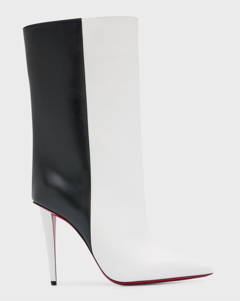 Christian Louboutin Astrilarge Botta Red Sole Two-tone Leather Knee-high  Boots In Black