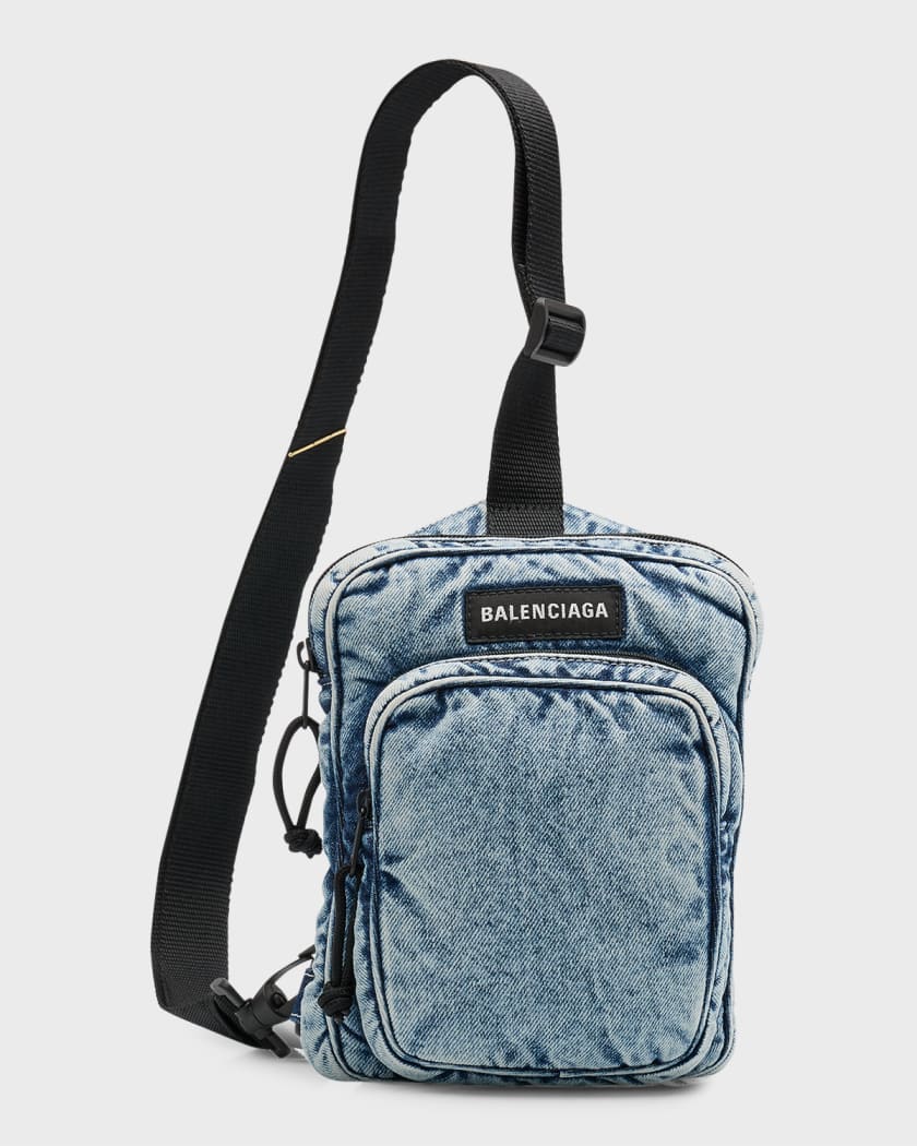 Explorer Denim Belt Bag in Blue - Balenciaga