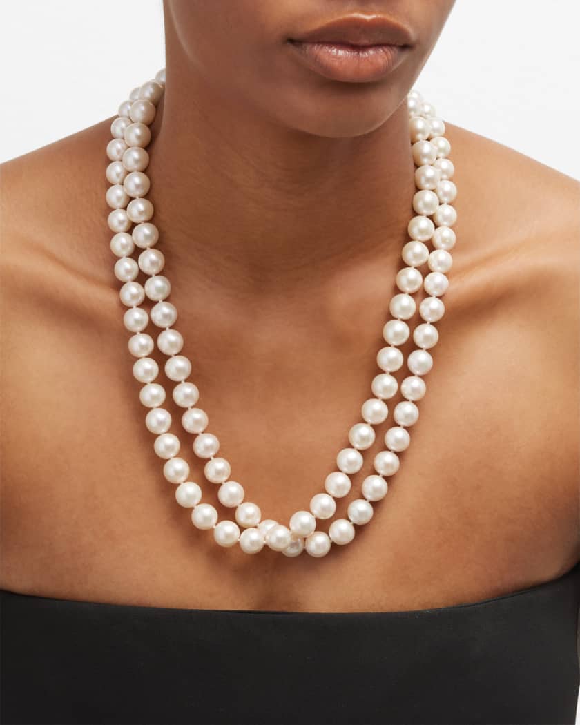 10-Strand Freshwater Pearl Necklace With Gold Beads & Clasp