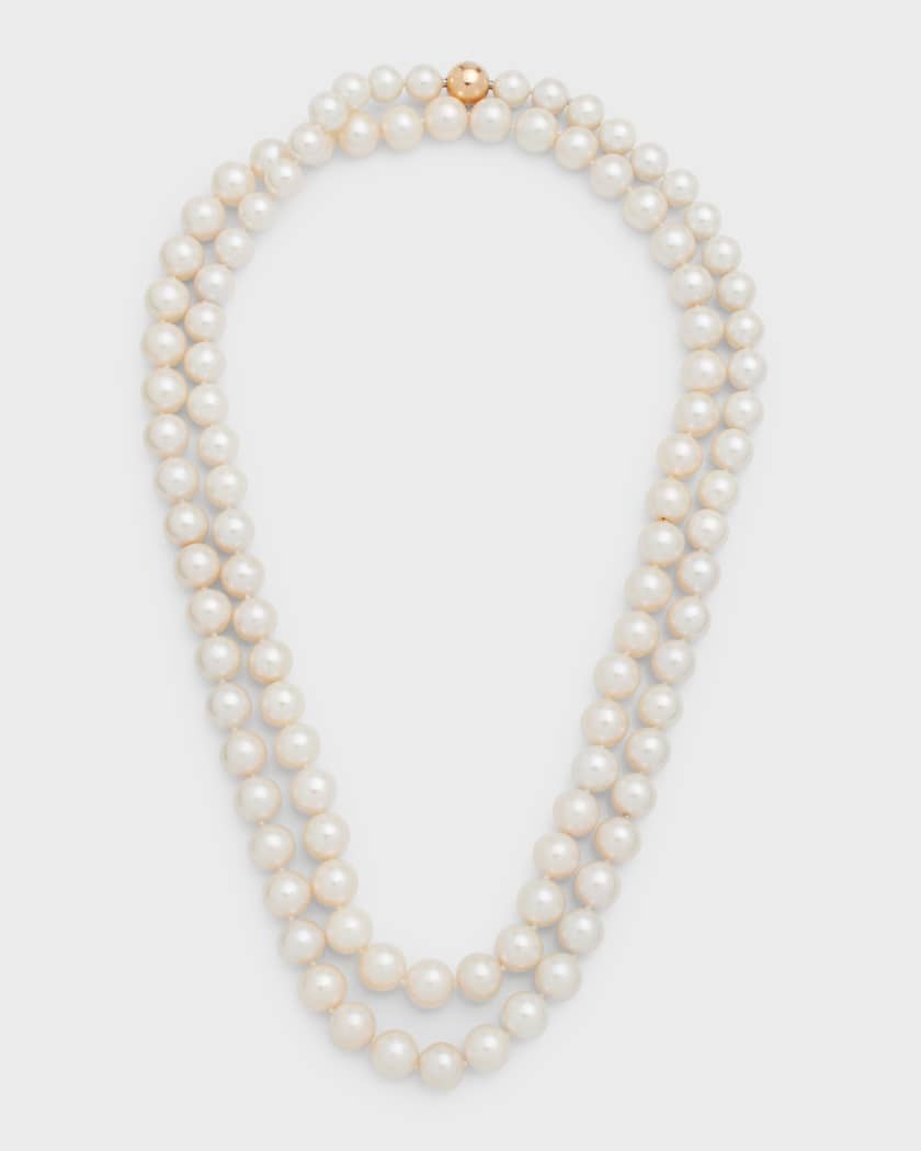 10-Strand Freshwater Pearl Necklace With Gold Beads & Clasp