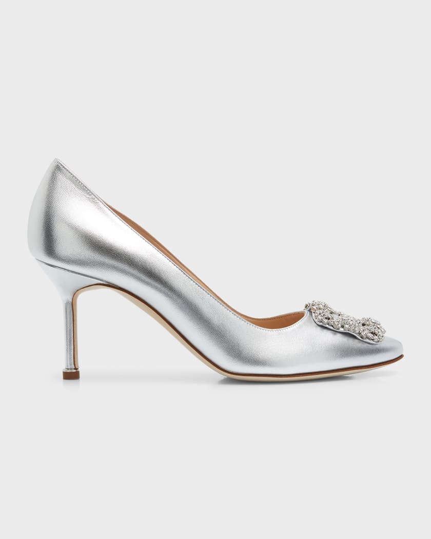 Manolo Blahnik Hangisi 70mm Crystal-Buckle Pumps | Neiman Marcus