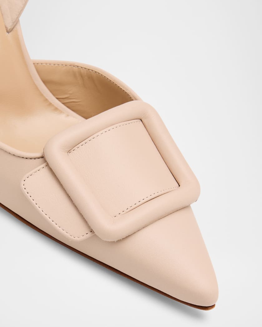 Maysli Leather Buckle Halter Pumps