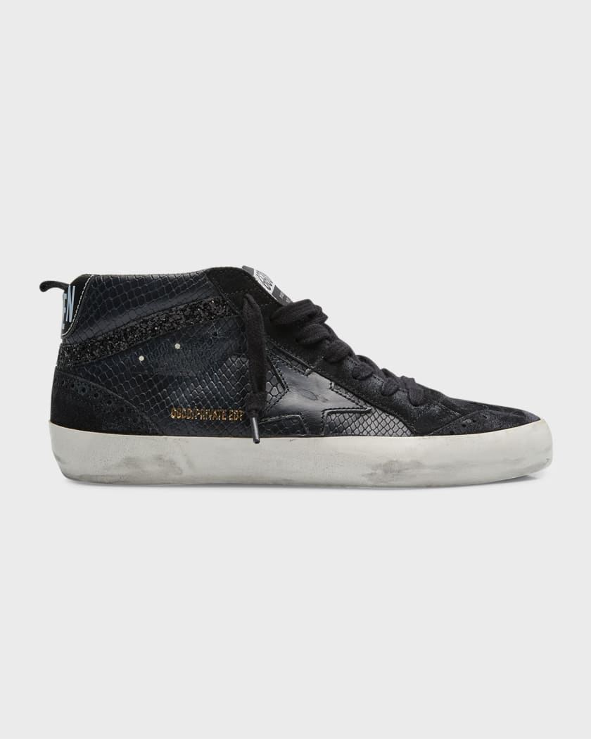 Golden Goose Mid Star Wing-Tip Snake-Embossed Faux-Leather Sneakers |  Neiman Marcus