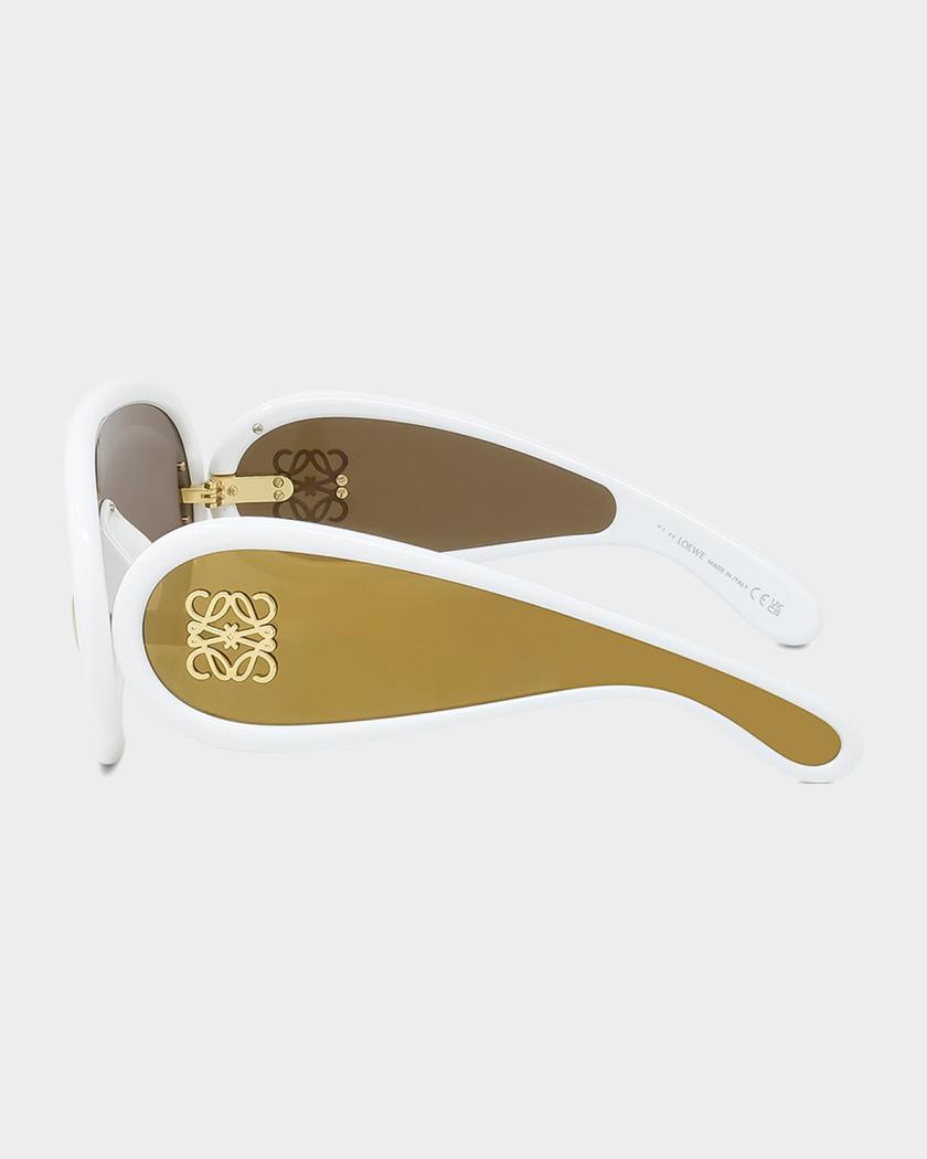 NWT Loewe | Oversized Anagram Shield Mirrored Ivory Gold Unisex Sunglasses $550 Loewe Mirror Shield Sunglasses in Ivory + Brown | Story + Rain main image 4