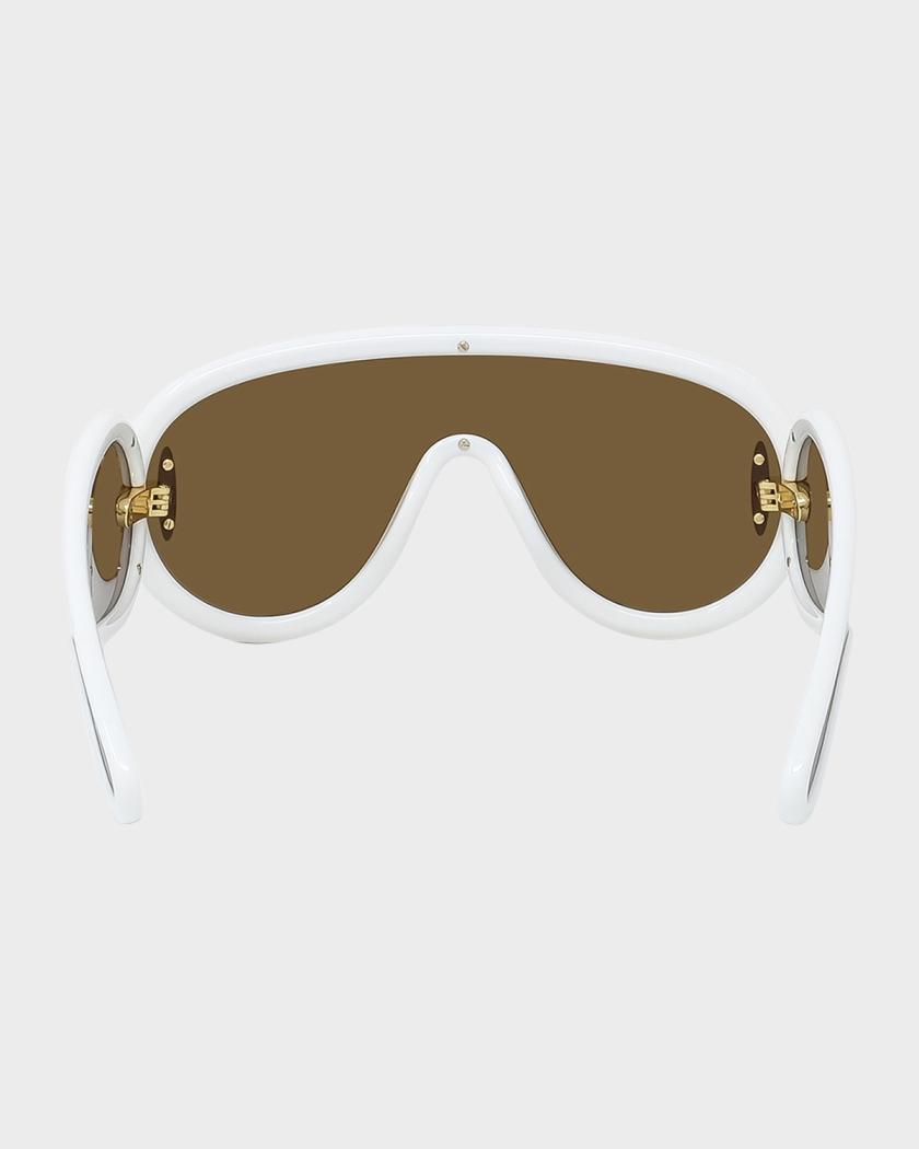 NWT Loewe | Oversized Anagram Shield Mirrored Ivory Gold Unisex Sunglasses $550 Loewe Mirror Shield Sunglasses in Ivory + Brown | Story + Rain main image 3