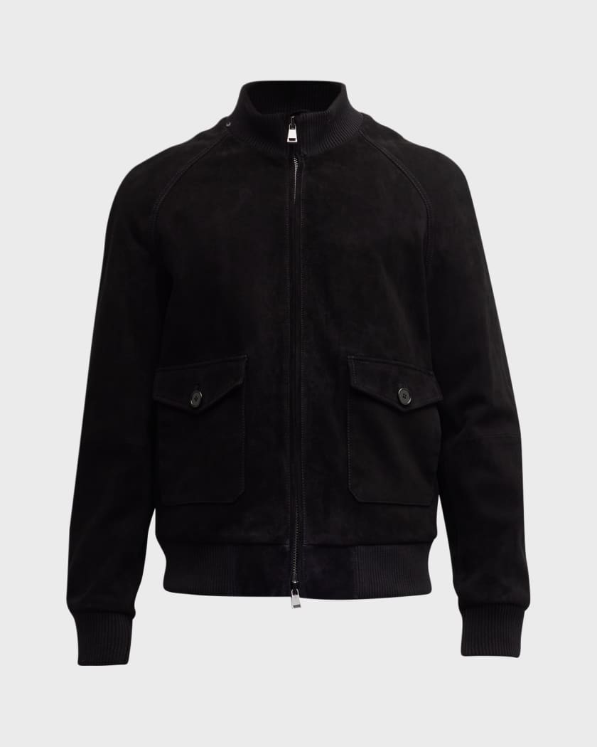 Empire Black Suede Bomber Jacket