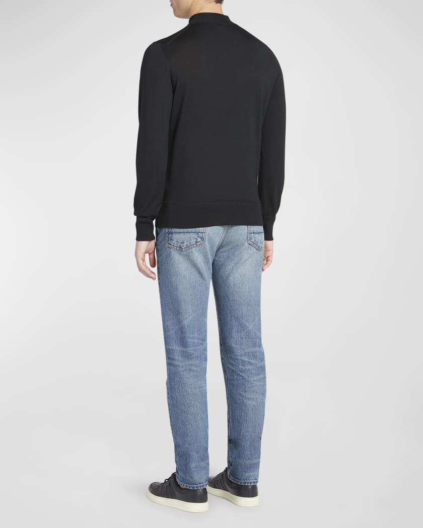 TOM FORD Brushed Mohair Mock Neck Sweater in Tan