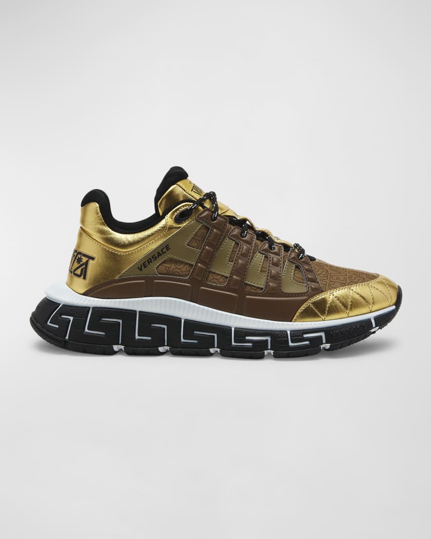 Versace Chain Reaction Panelled Canvas Sneakers in Yellow for Men