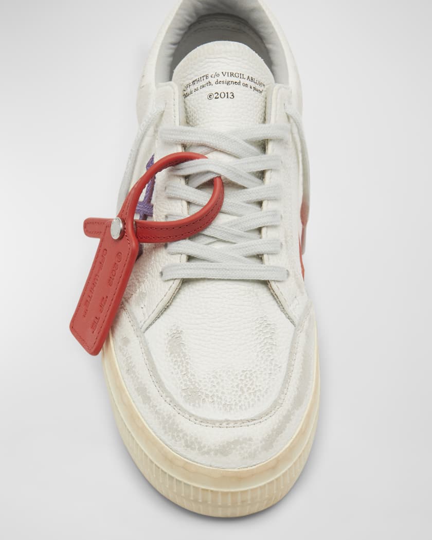 afrikansk gys fersken Off-White Vulcanized Distressed Leather Low-Top Sneakers | Neiman Marcus