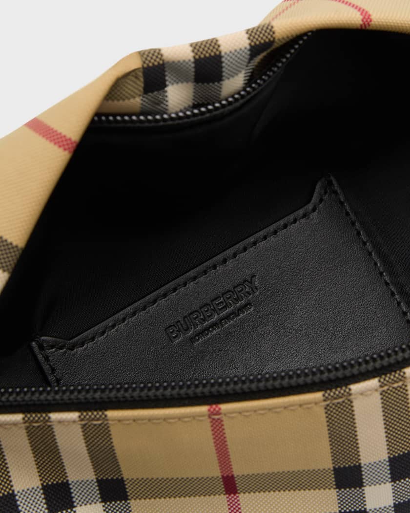 BURBERRY Logo-Embossed Checked Leather Belt Bag for Men