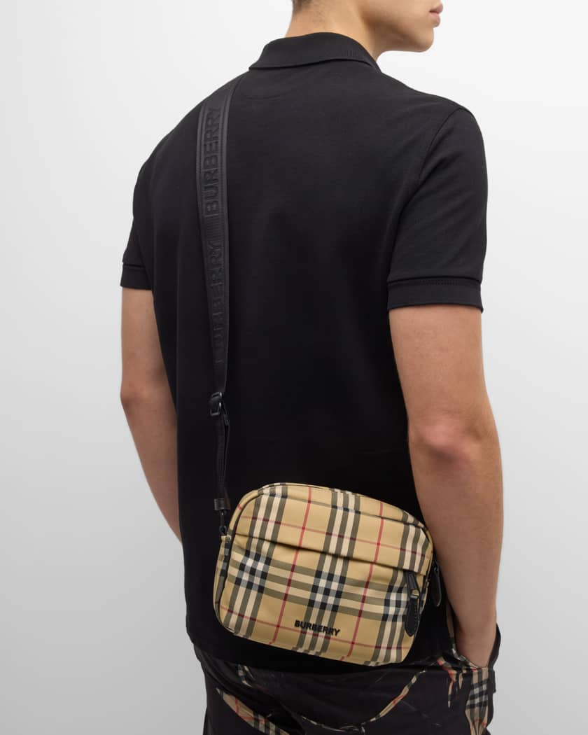 Men's Crossbody Bag In Tartan Motif by Burberry