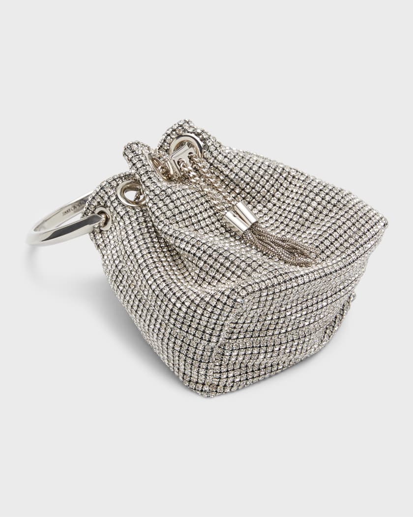 Shop Jimmy Choo Micro Bon Bon Crystal Mesh Bucket Bag