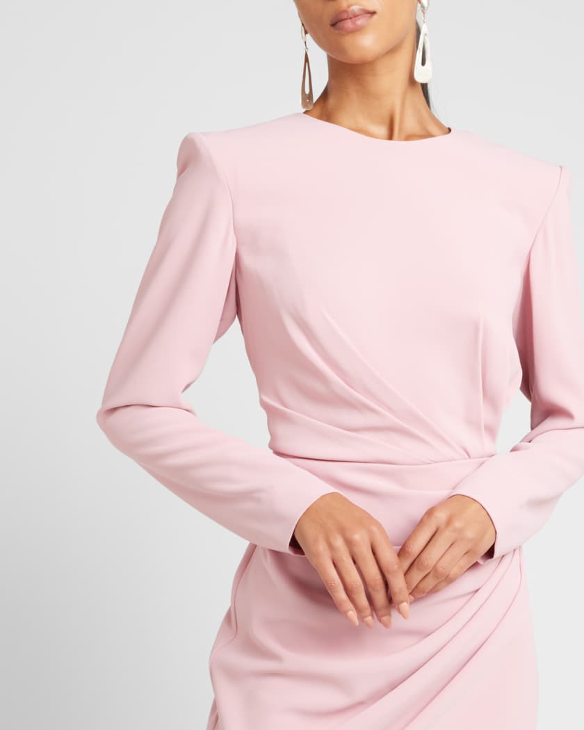 Zuhair Murad Long Sleeve Strong Shoulder Draped Cady Gown Neiman
