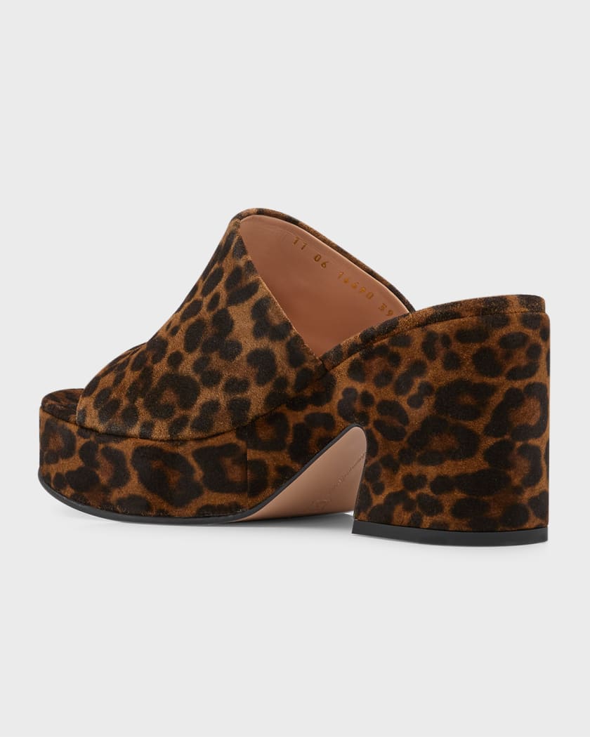 Leopard Suede Platform Mule Sandals