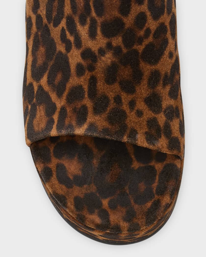 Gianvito Rossi Leopard Suede Platform Mule Sandals Neiman Marcus