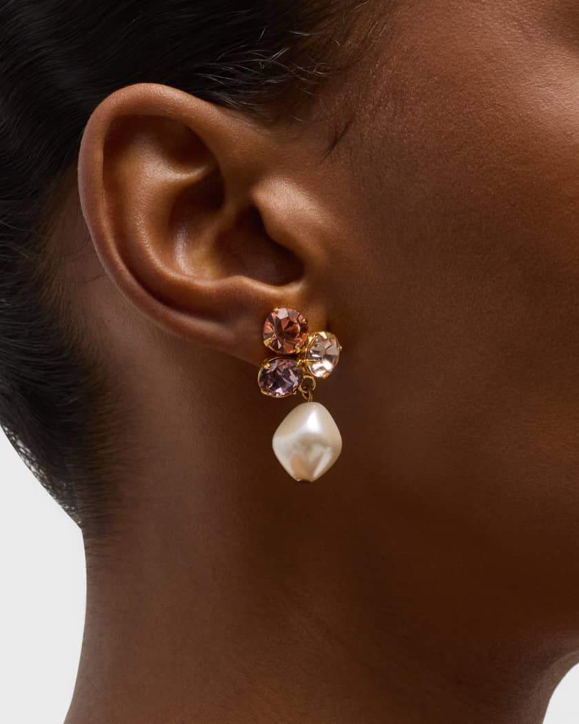 Crystal pearl drop earrings outlet