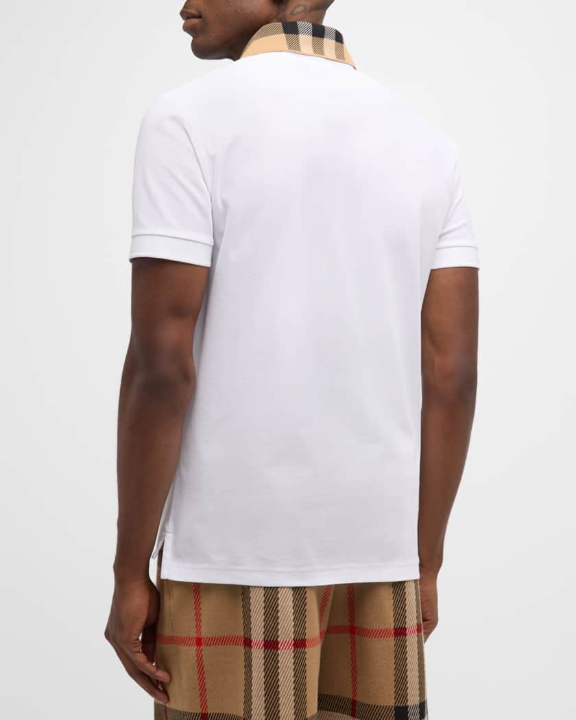 Men's Pique Polo Shirt with Check Collar
