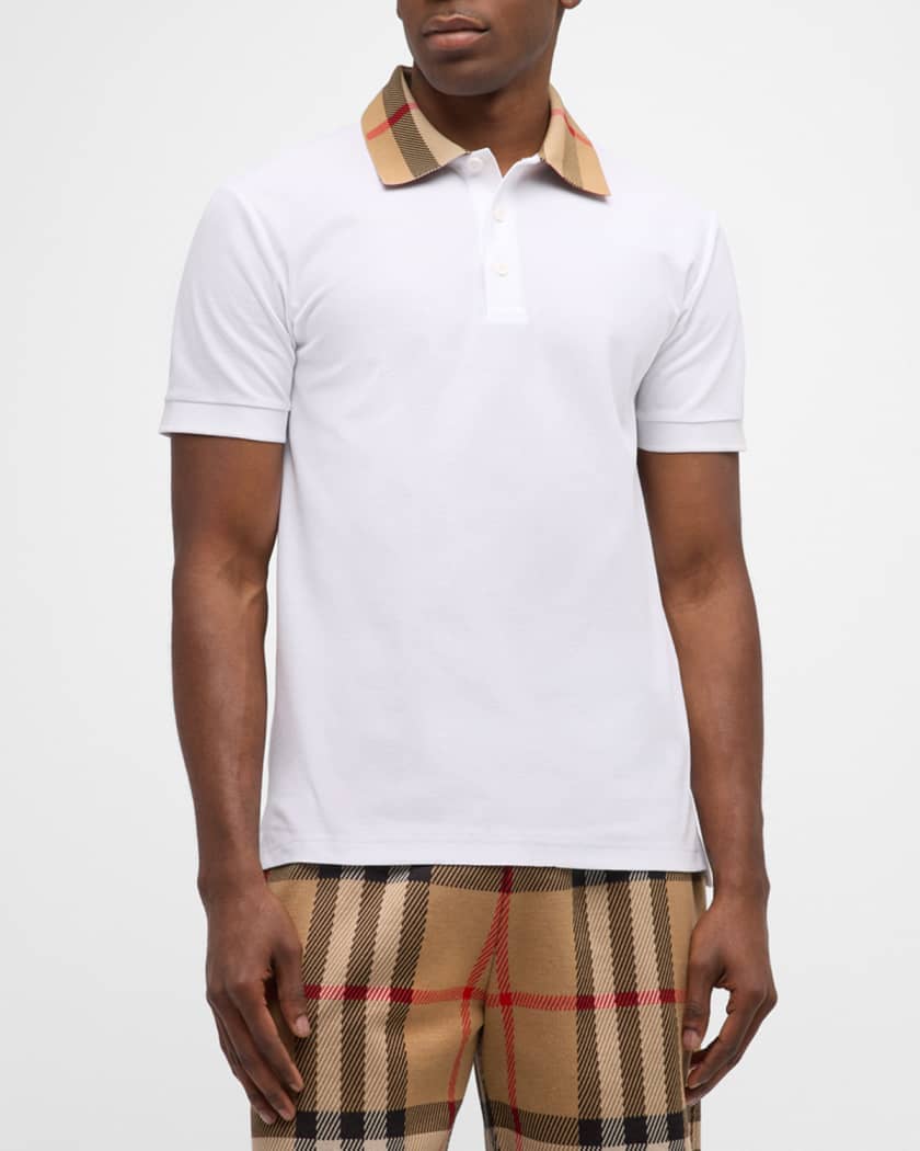 Men's Pique Polo Shirt with Check Collar