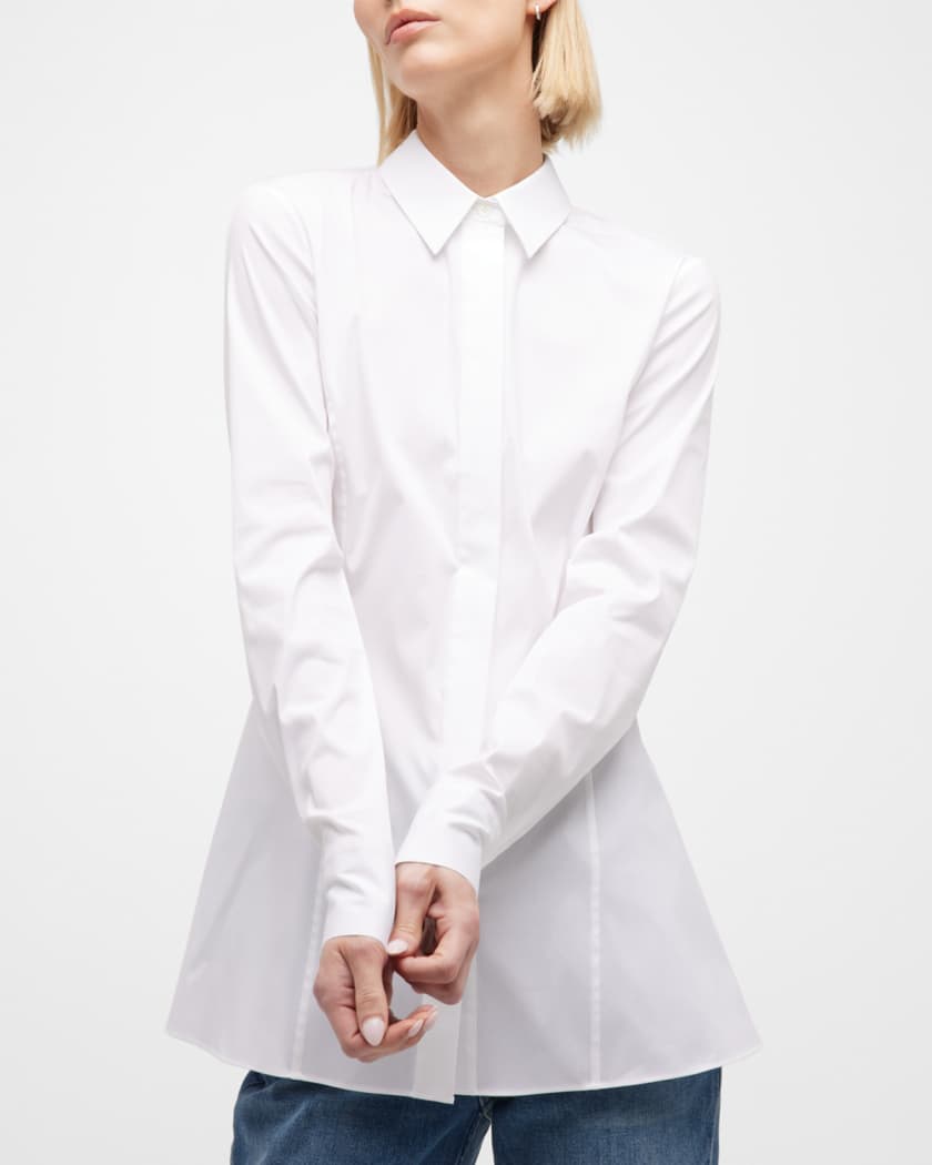 Italian Stretch Cotton Fit-and-Flare Shirt