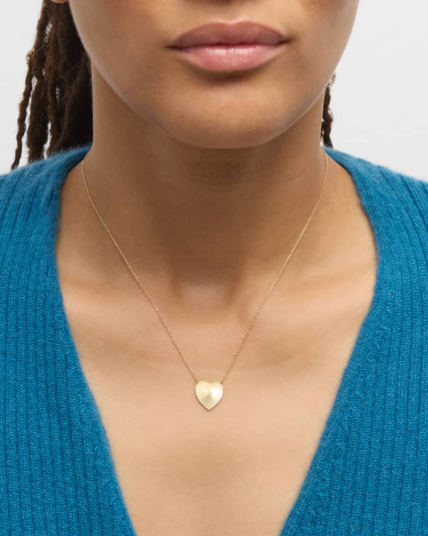 Heart pendant in 18k gold with diamonds, mini.