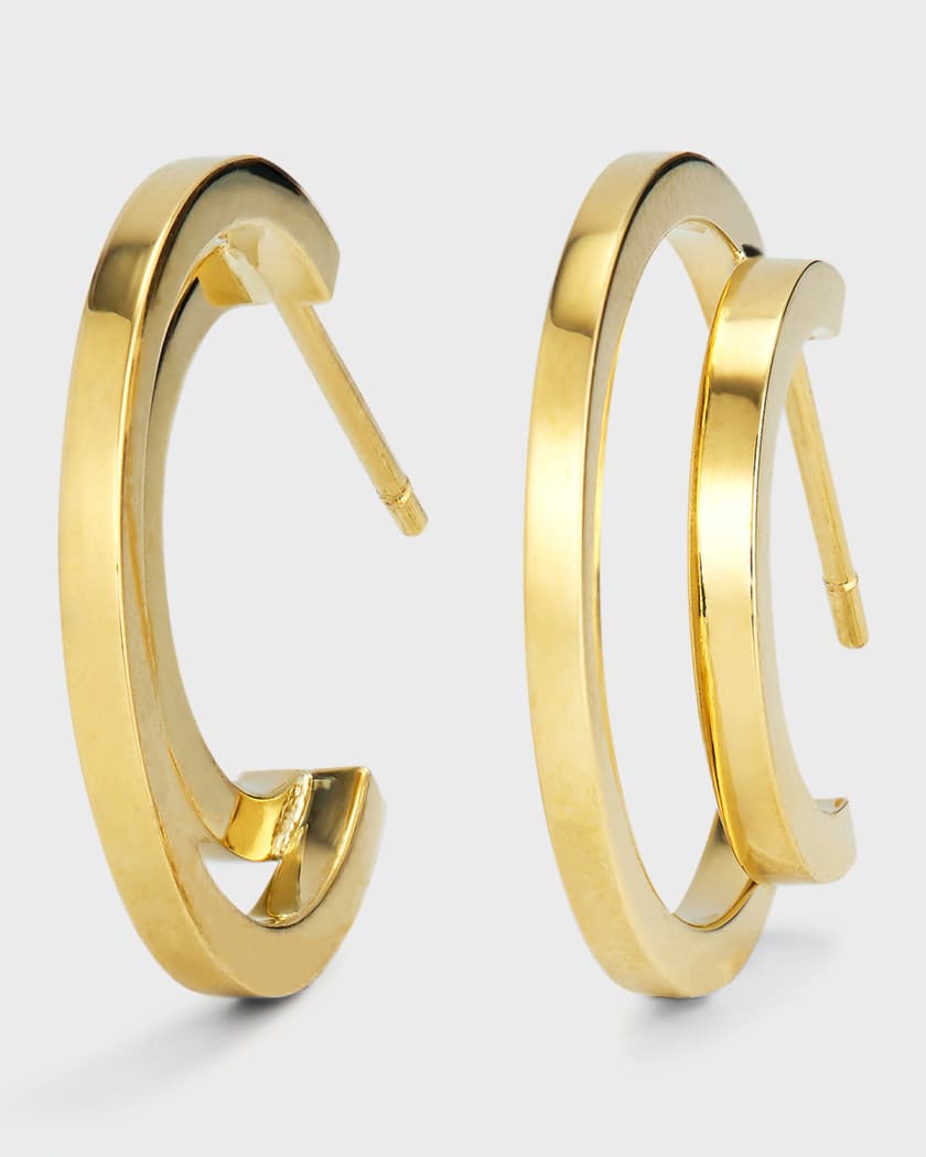 Small double hoop earrings in 18k gold