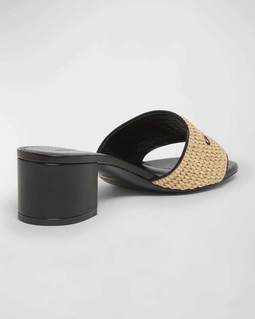4G Embroidered Raffia Mule Sandals