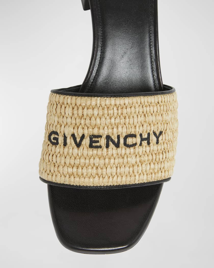 4G Embroidered Raffia Mule Sandals