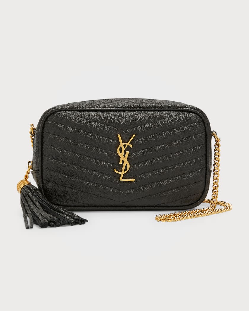 YVES SAINT LAURENT Mini Lou Grain De Poudre Camera Bag Black