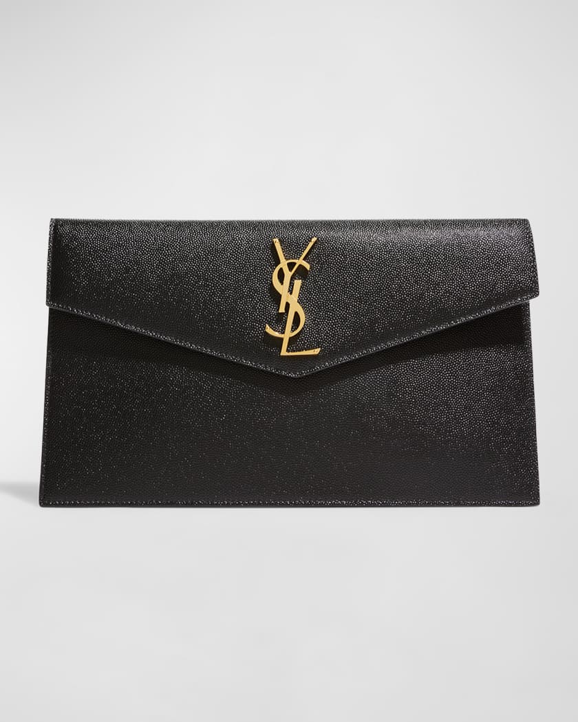 SAINT LAURENT Monogramme quilted textured-leather pouch