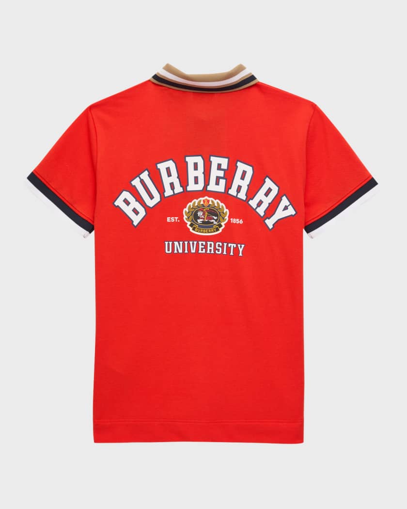Burberry Boy s Douglas Collegiate Logo Print Polo Shirt Size 3 14