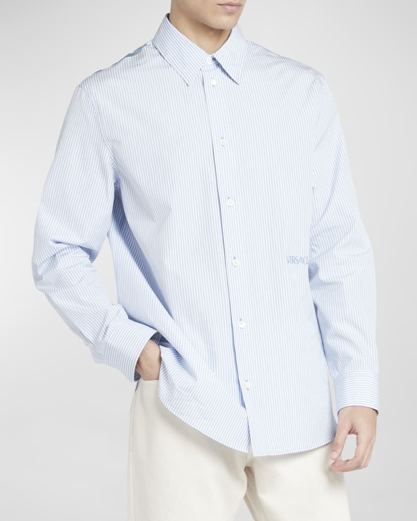 VERSACE JEANS COUTURE, Blue Men's Patterned Shirt