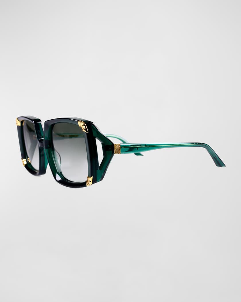 Anna-Karin Karlsson Strawberry Moon Green Square Acetate & Gold-Plated  Steel Sunglasses