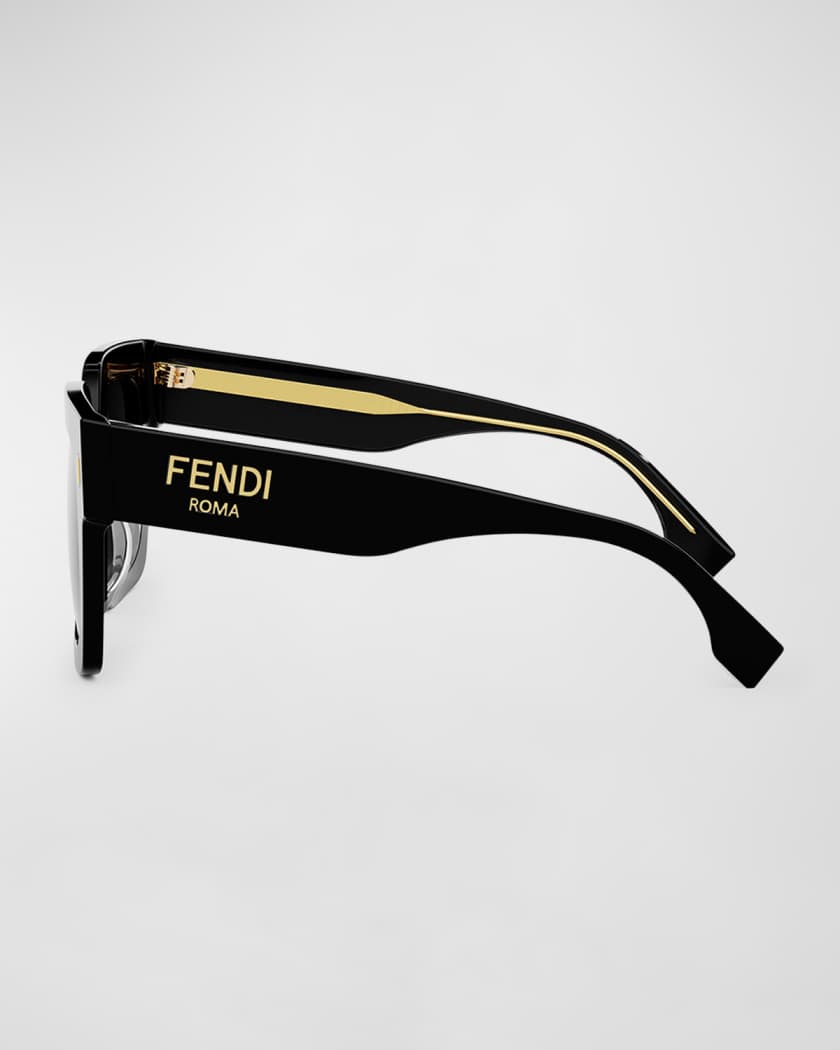 Fendi Roma Square Acetate Sunglasses - Shiny Beige/brown