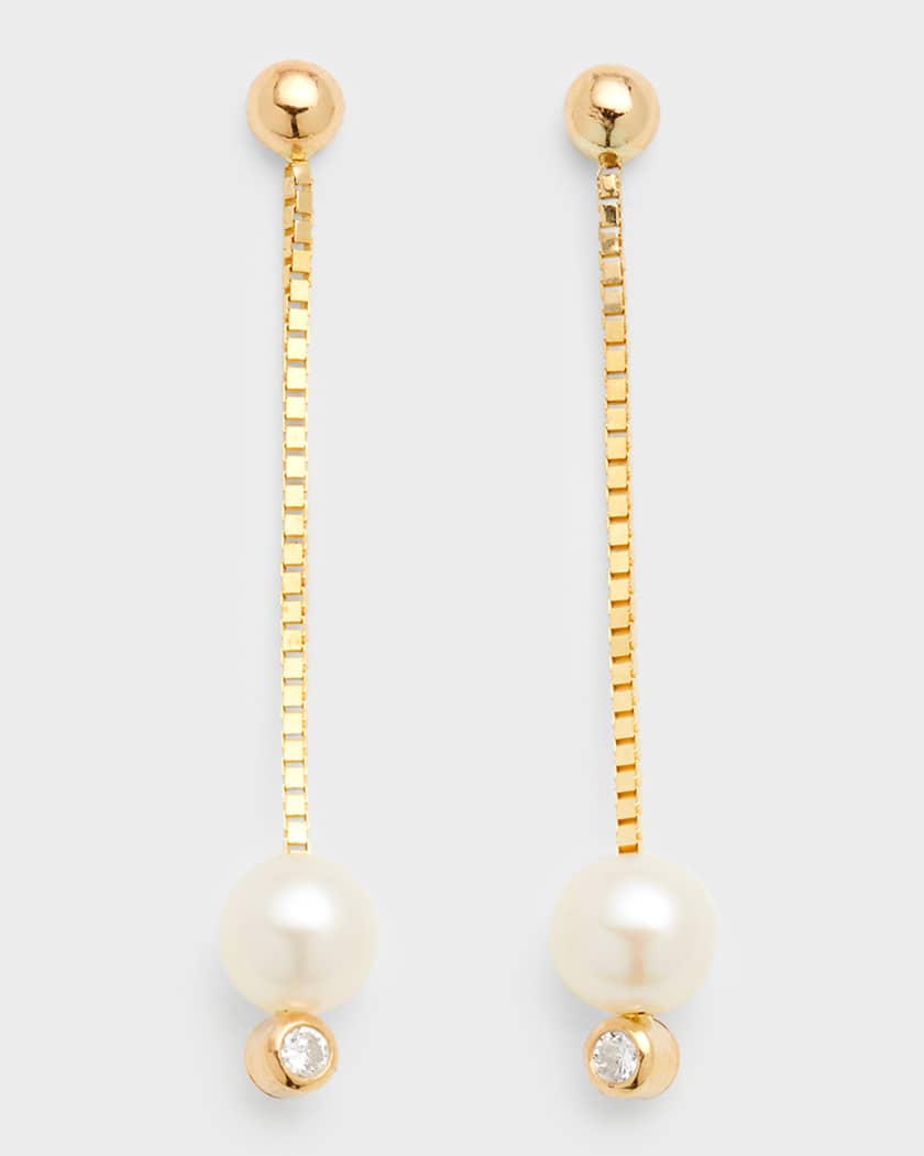 POPPY FINCH 14K Diamond and Pearl Linear Earrings Neiman Marcus