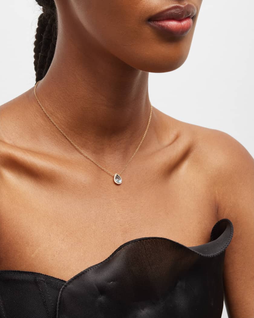 Grace Pear Blue Topaz and Diamond Necklace