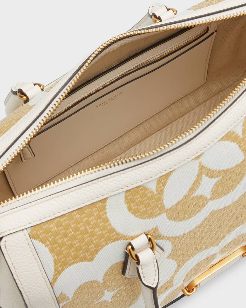 Kate Spade New York Gramercy Spade Flower Monogram Raffia Medium Satchel Bag - Cream Multi