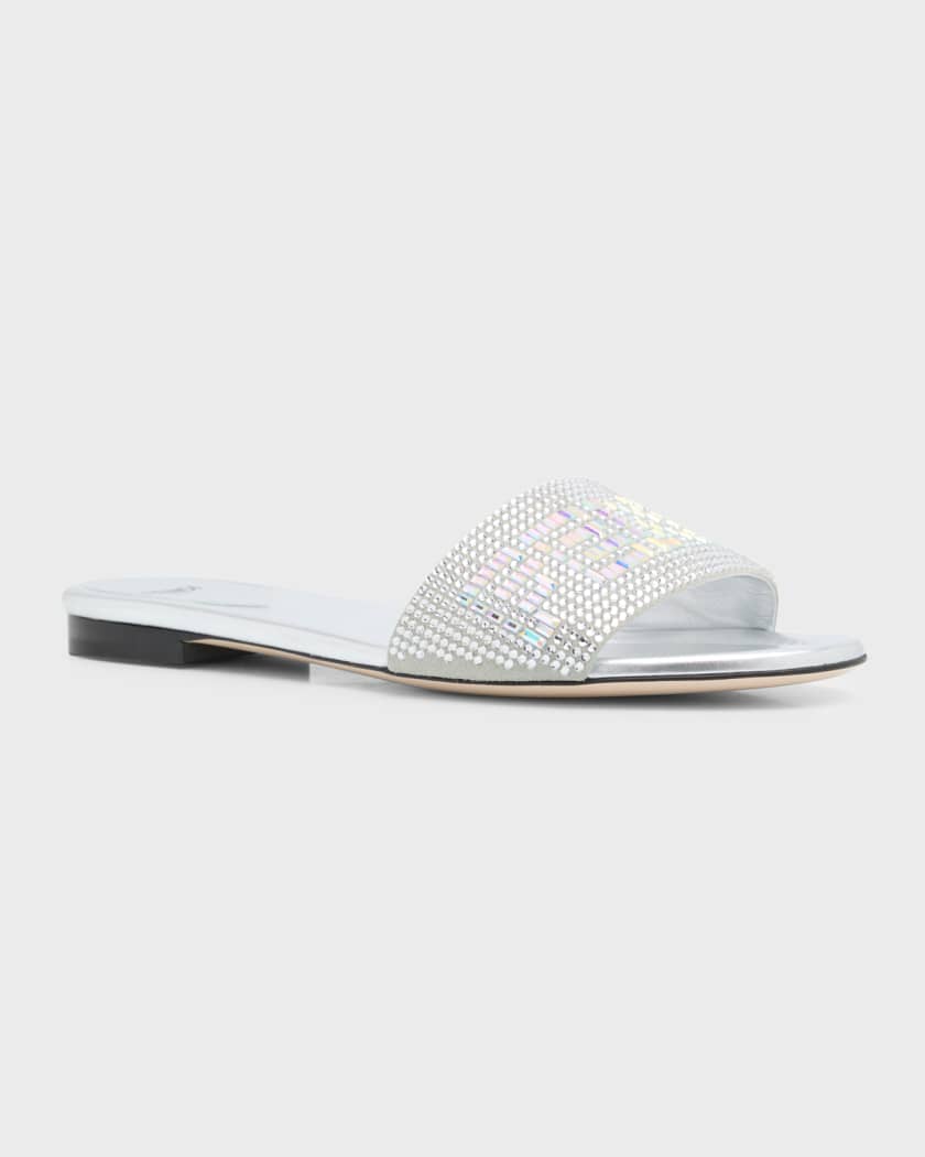 Studded logo slide sandal fendi top