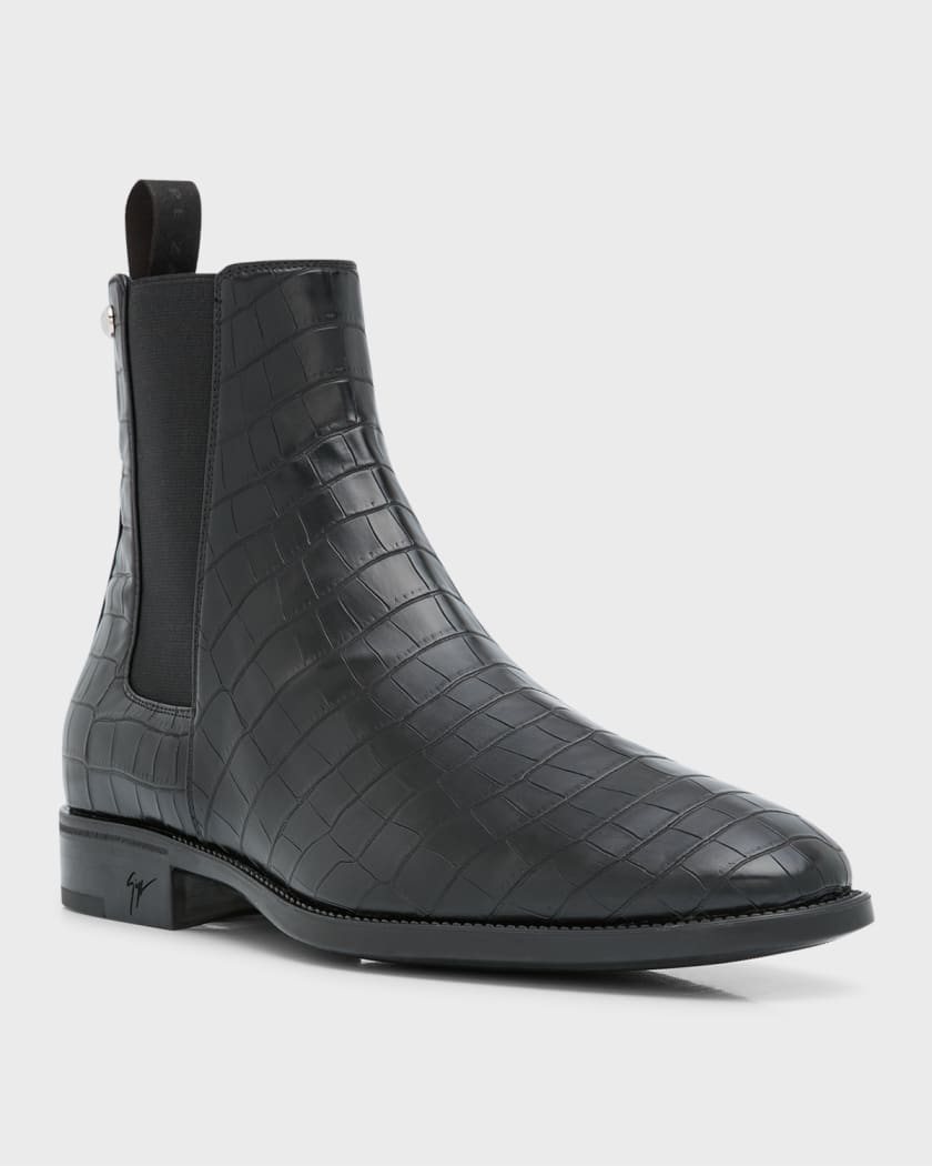 Giuseppe Zanotti Men s Croc Embossed Leather Chelsea Boots