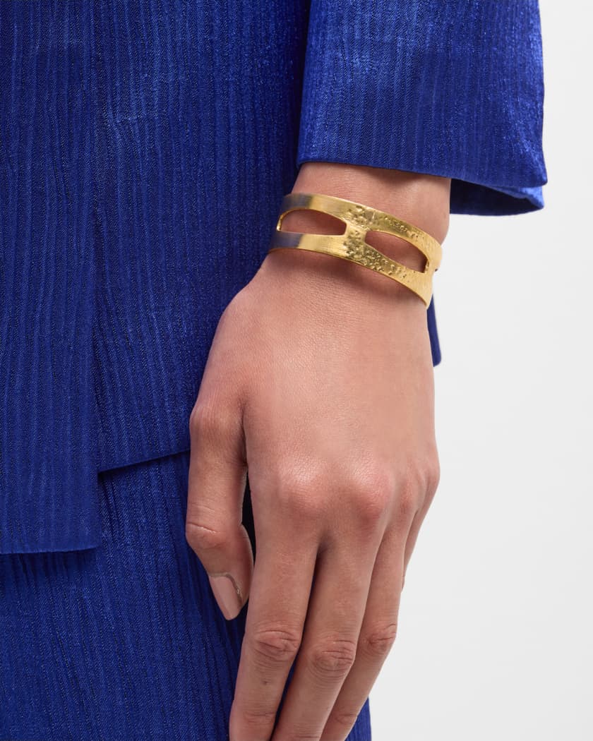 Devon Leigh Hammered Gold Plated Triple Open Cuff