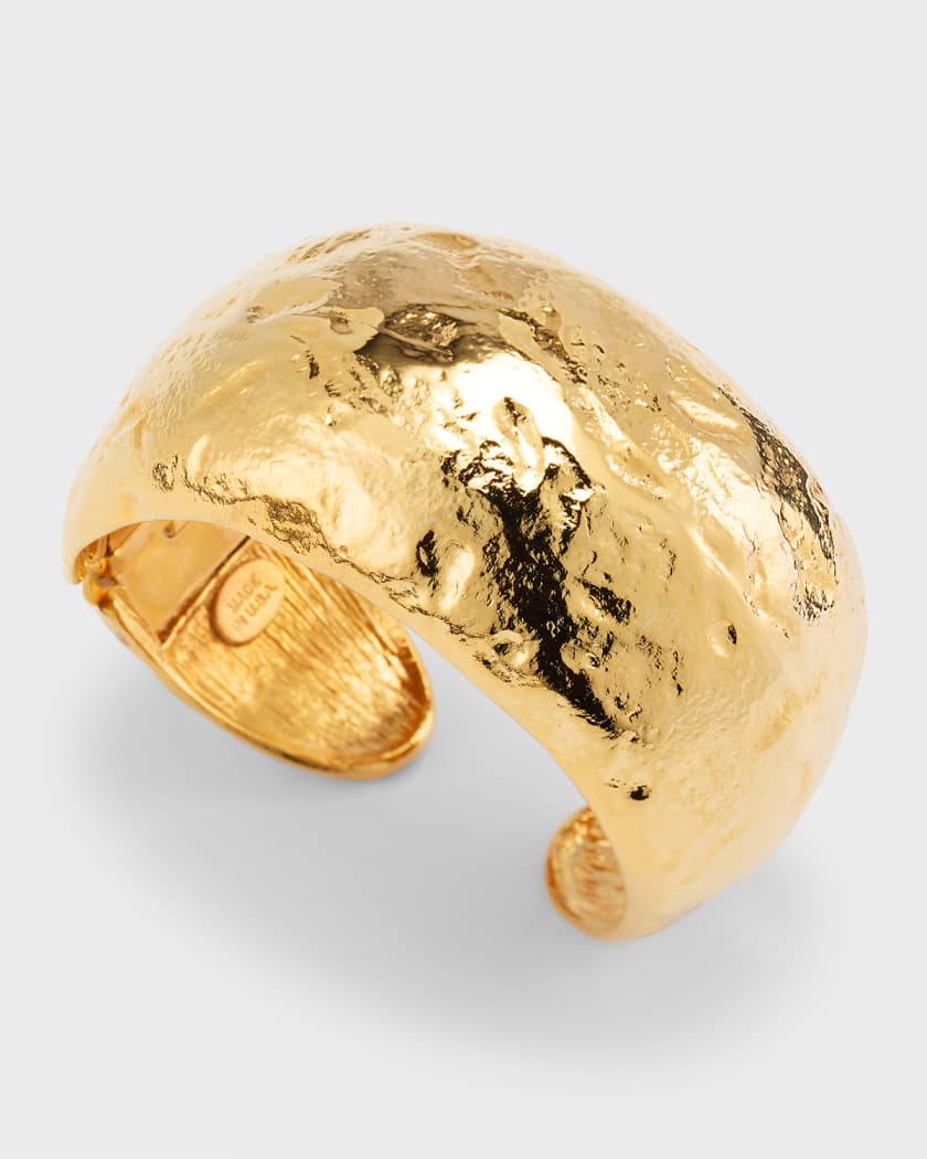 Hammered Solid Brass Cuff Bracelet . Unisex Bracelet . Gold 