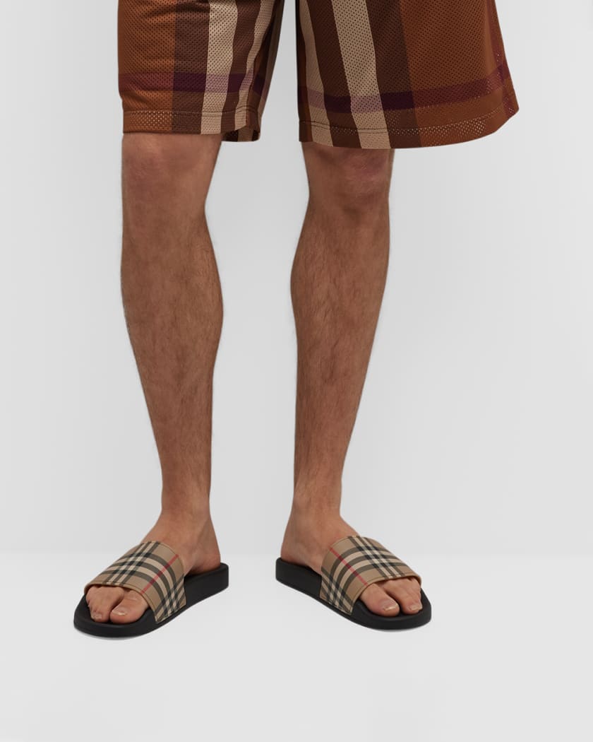 Burberry check slides online