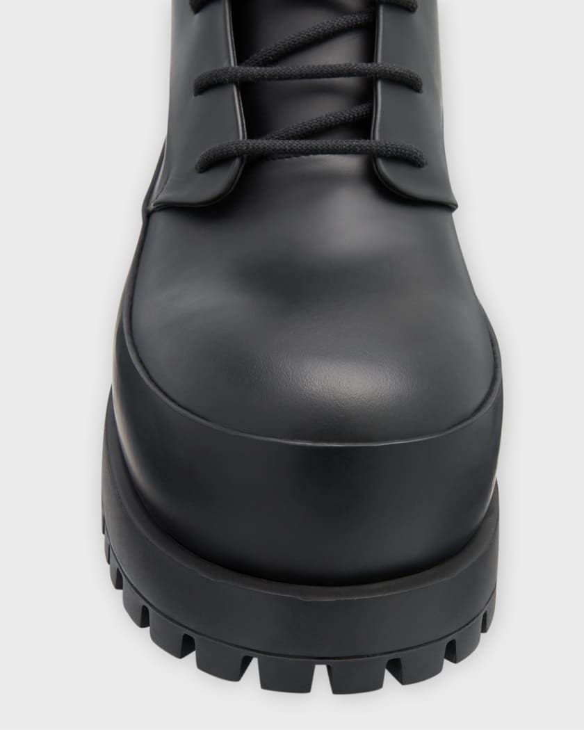 Ferragamo Women Combat Boot with Chunky Sole Black Size 9.5
