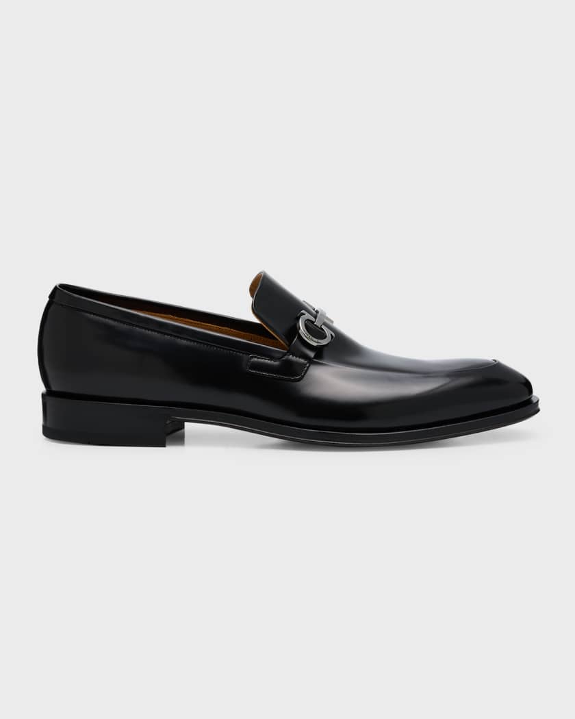 Ferragamo metal toe-cap leather loafers - Black