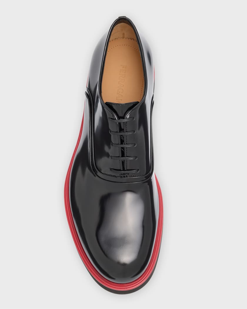 Ferragamo Black Leather Lace Up Shoes