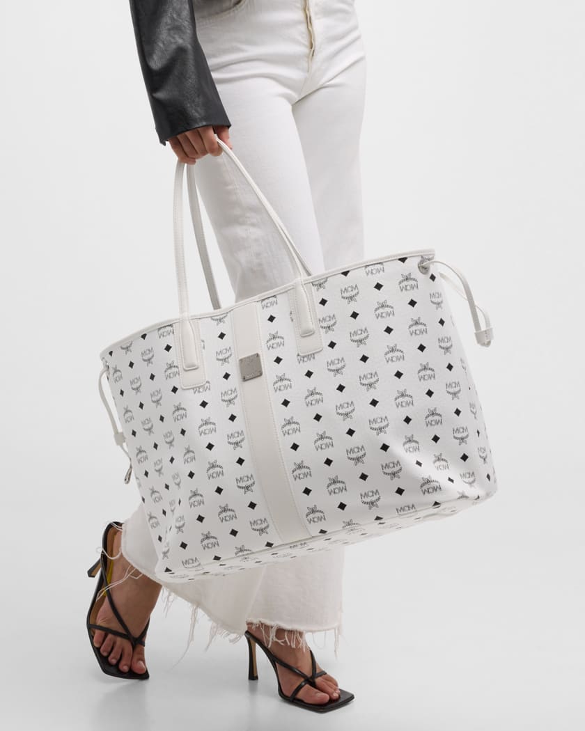 Mcm Liz Reversible Leather Tote Bag - White