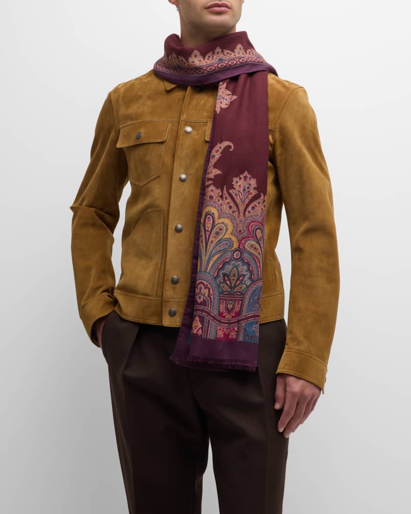 Etro Men's Paisley Silk-Cashmere Scarf