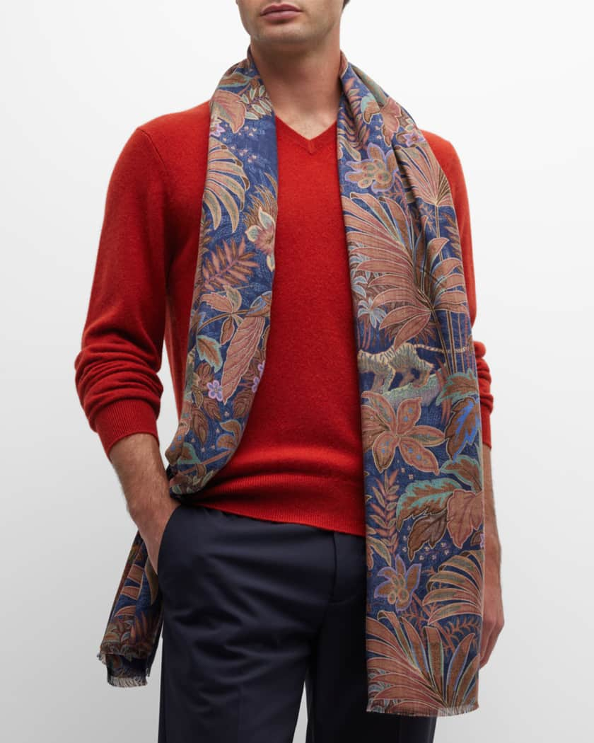 Etro Men's Paisley Silk-Cashmere Scarf